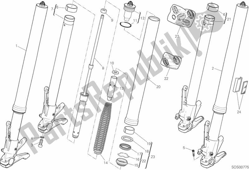 Todas las partes para Tenedor Frontal de Ducati Multistrada 1260 ABS 2018